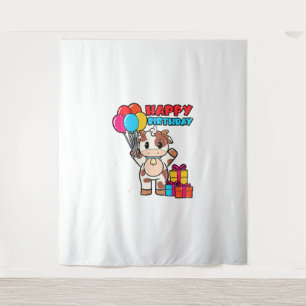 Kuh Birthday Balloon Thema Cattleman Bauer Niedlic Wandteppich