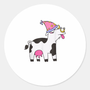 Kuh Birthday Hat Thema Cattleman Bauer Bday Party Runder Aufkleber