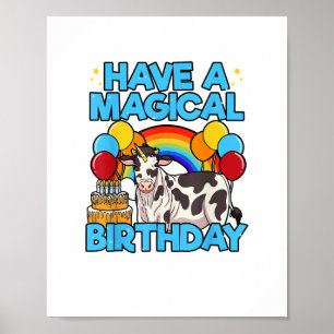 Kuh Birthday Magische Regenbogen Thema Party Cattl Poster
