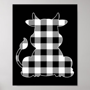 Kuh Black & amp; White Buffalo Kariert Merry Chris Poster
