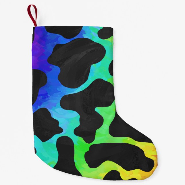 Kuh Black and Rainbow Stuff Kleiner Weihnachtsstrumpf (Vorderseite)