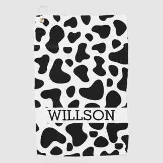 Kuh Black and White Patch Golf Handtuch