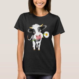 Kuh Blumen Landwirt Bauernhof Mädchen Kalb Frauen T-Shirt