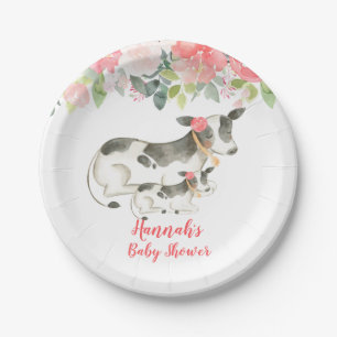 Kuh Blütenbaum Peonies Baby Shower Paper Plate Pappteller