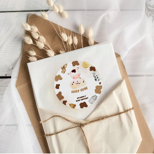 Kuh Boho Baby Shower Runder Aufkleber