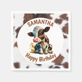 Kuh braun und weiß serviette