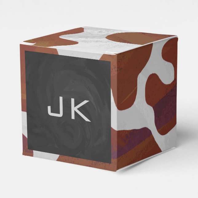 Kuh Braun-Weißes Monogramm Geschenkschachtel (Vorderseite)