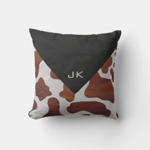 Kuh Braun-Weißes Monogramm Kissen