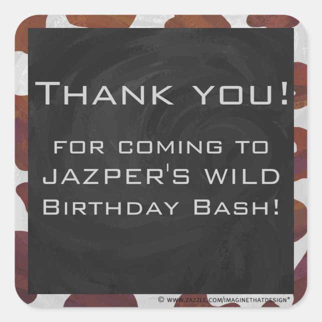 Kuh Braun-Weißes Monogramm Quadratischer Aufkleber (Vorderseite)