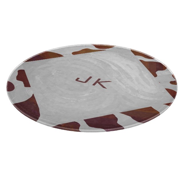 Kuh Braun-Weißes Monogramm Schneidebrett (Ecke)