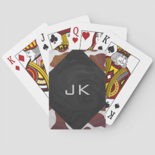 Kuh Braun-Weißes Monogramm Spielkarten