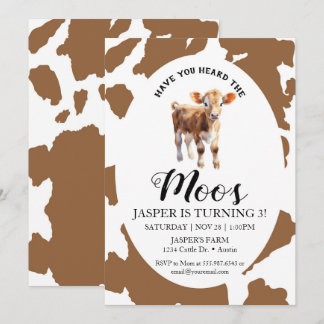 Kuh Brown Print Geburtstag haben Sie die Moos gehö Einladung