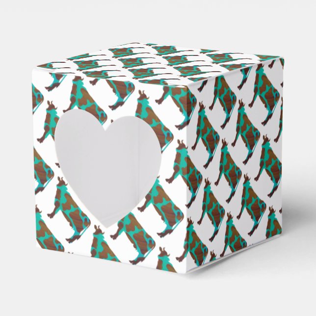 Kuh Brown und Aquamarine Silhouette Geschenkschachtel (Vorderseite)
