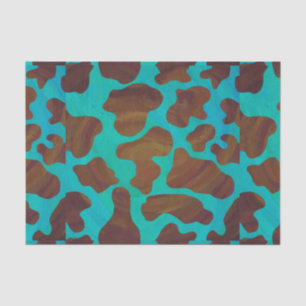 Kuh Brown und aquamariner Druck Seidenpapier