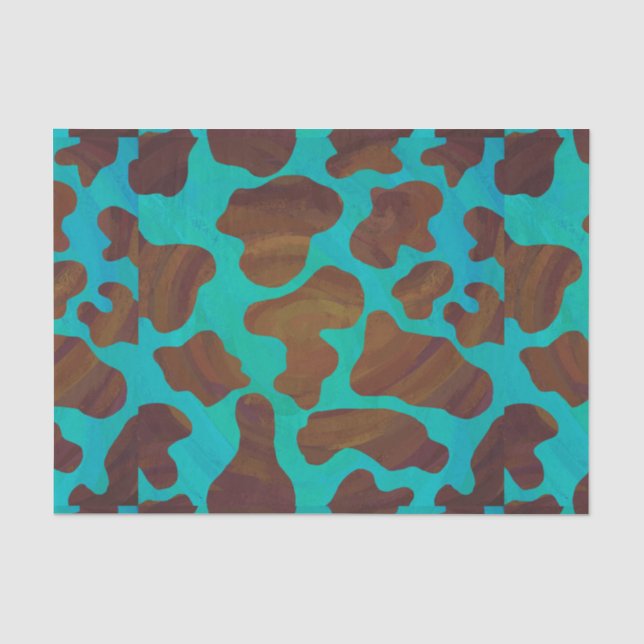 Kuh Brown und aquamariner Druck Seidenpapier (Vorderseite)