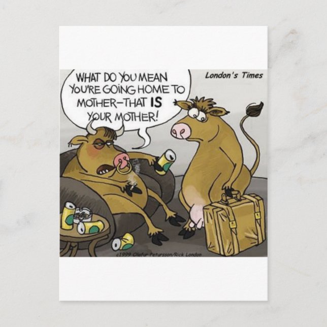 Kuh Bull Scheidung Funny Cartoon Geschenke & T-Shi Postkarte (Vorderseite)