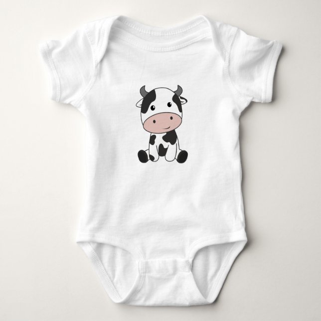 Kuh Calf Baby Kuh Patches Niedlich Baby Strampler (Vorderseite)