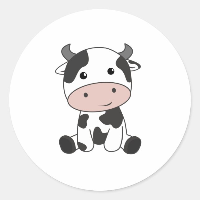 Kuh Calf Baby Kuh Patches Niedlich Runder Aufkleber (Vorderseite)