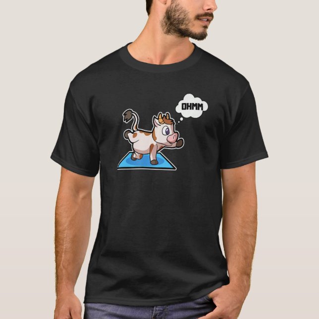 Kuh Calf Yoga Posen Sport Gymnastik Ohm Herzschlag T-Shirt (Vorderseite)