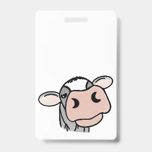 Kuh Cartoon schwarz weiß rosa Kuss grau Farm Tier Ausweis