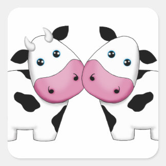 Kuh Couple Quadratischer Aufkleber