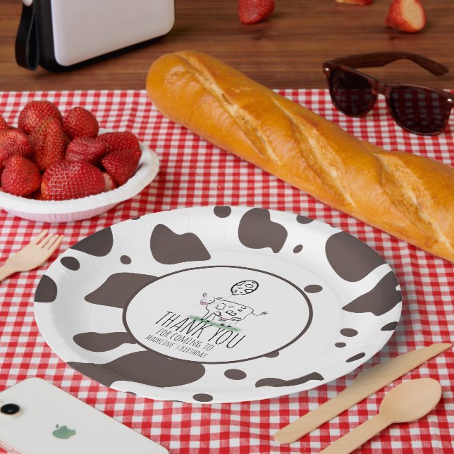 Kuh Doodle Farm Animal Birthday Party Danke Pappteller (Picknick)
