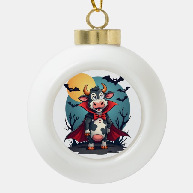 Kuh Dracula Rises Keramik Kugel-Ornament (Vorderseite)