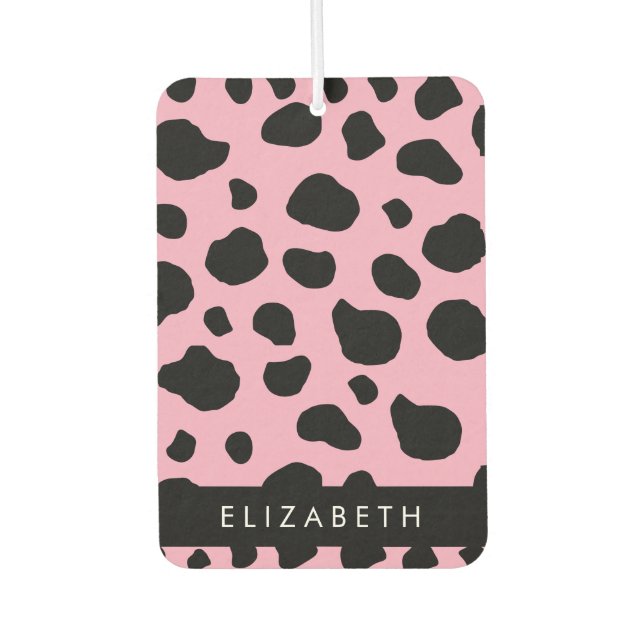Kuh-Druck, Kuh-Spots, rosa Kuh, Ihr Name Autolufterfrischer (Vorderseite)