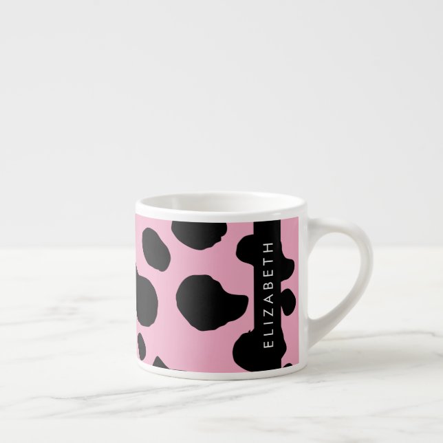 Kuh-Druck, Kuh-Spots, rosa Kuh, Ihr Name Espressotasse (Rechts)