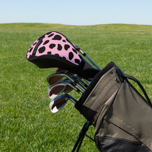 Kuh-Druck, Kuh-Spots, rosa Kuh, Ihr Name Golf Headcover (In SItu)