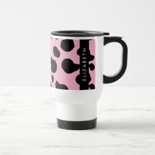 Kuh-Druck, Kuh-Spots, rosa Kuh, Ihr Name Reisebecher