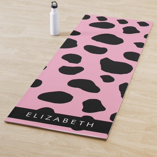 Kuh-Druck, Kuh-Spots, rosa Kuh, Ihr Name Yogamatte (Beispiel)