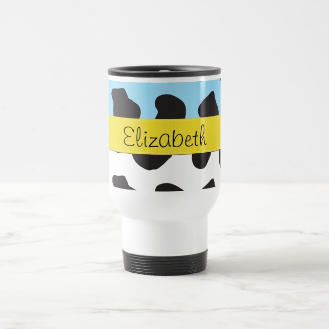 Kuh-Druck, Kuhmuster, Kuh-Spots, Ihr Name Reisebecher (Mittel)