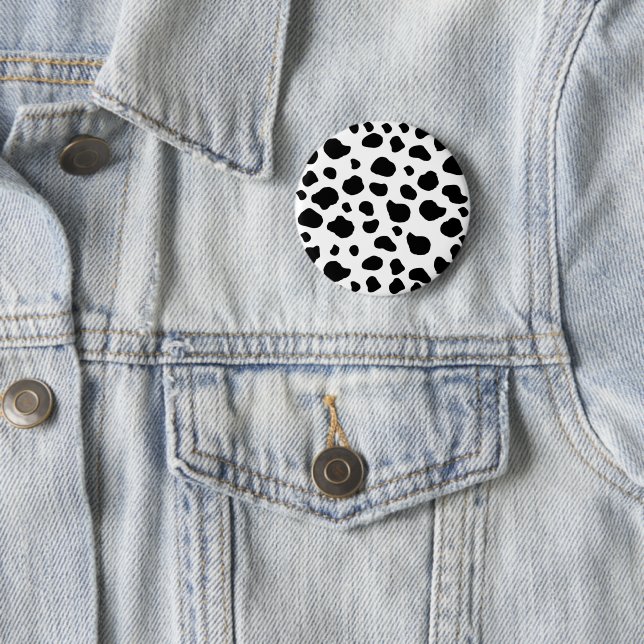 Kuh-Druck, Kuhmuster, Kuh-Spots, schwarz-weiß Button (Beispiel)