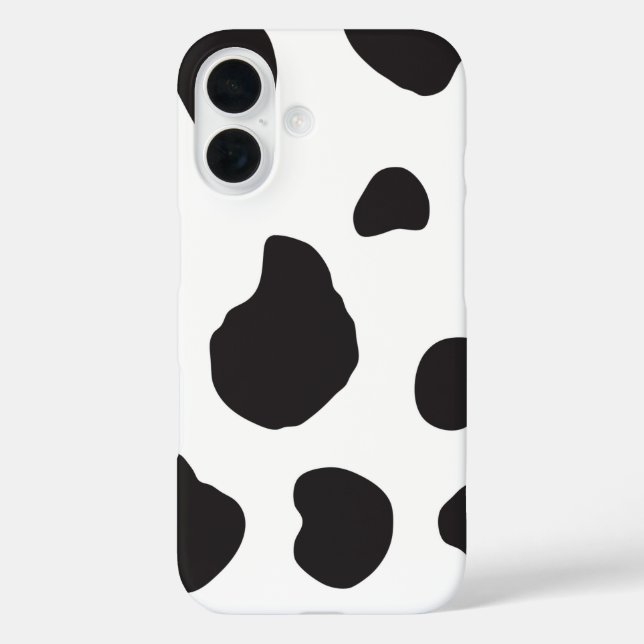 Kuh-Druck, Kuhmuster, Kuh-Spots, schwarz-weiß iPhone 16 Hülle (Rückseite)