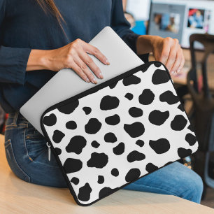 Kuh-Druck, Kuhmuster, Kuh-Spots, schwarz-weiß Laptopschutzhülle