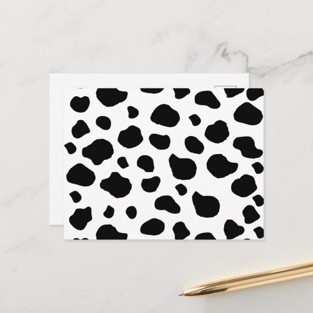 Kuh-Druck, Kuhmuster, Kuh-Spots, schwarz-weiß Postkarte (Vorderseite/Rückseite Beispiel)