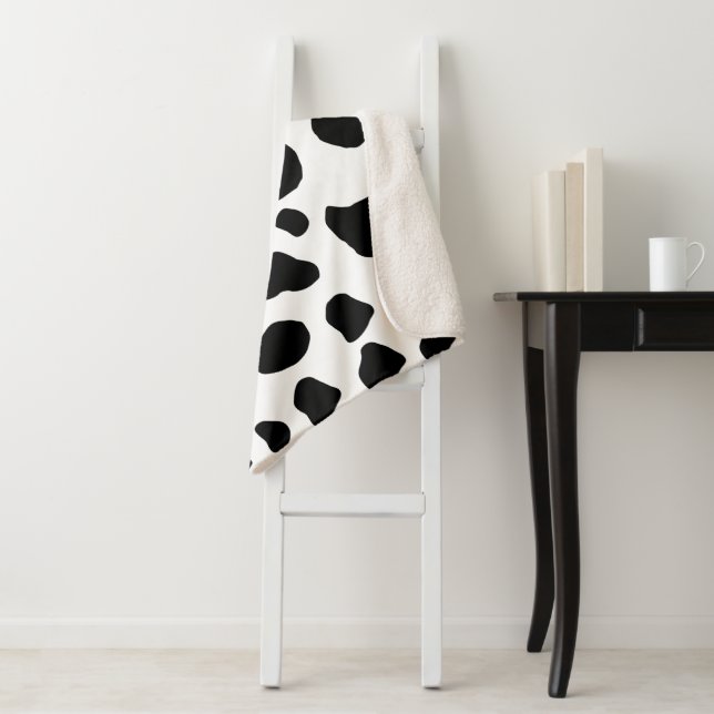 Kuh-Druck, Kuhmuster, Kuh-Spots, schwarz-weiß Sherpadecke (Beispiel)