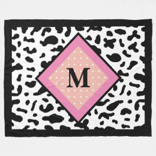 Kuh-Druck-Muster-Monogramm-Fliesblanket Fleecedecke