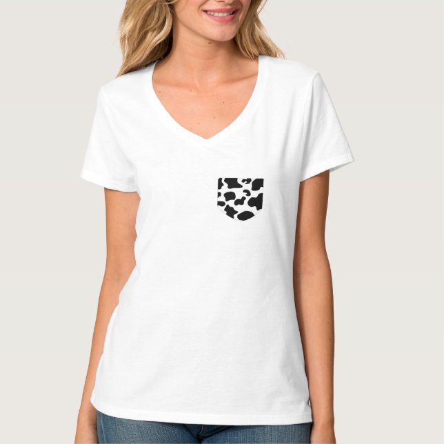 Kuh-Druck-Taschen-Frauen T-Shirt (Vorderseite)