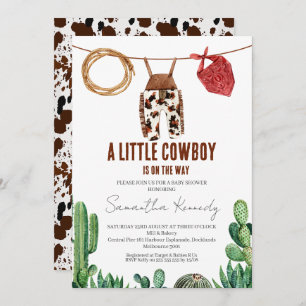 Kuh drucken Rustikale kleine Cowboy Babydusche Einladung