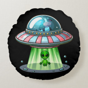 Kuh entführt Alien Rundes Kissen