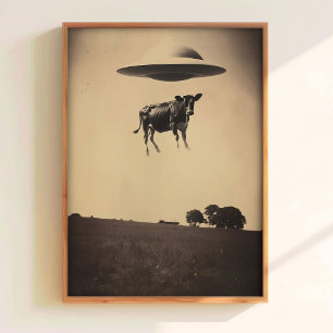 Kuh-Entführungsplakat UFO-Entführungskunst Außerir Poster