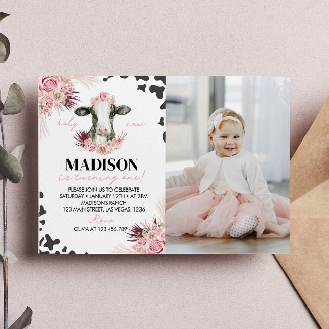 Kuh Erstgeburt Foto Einladung (Von Creator hochgeladen)