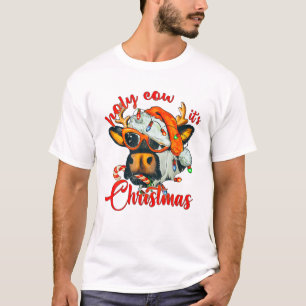 Kuh Es ist Weihnachten Zuckerstangen Weihnachtsman T-Shirt