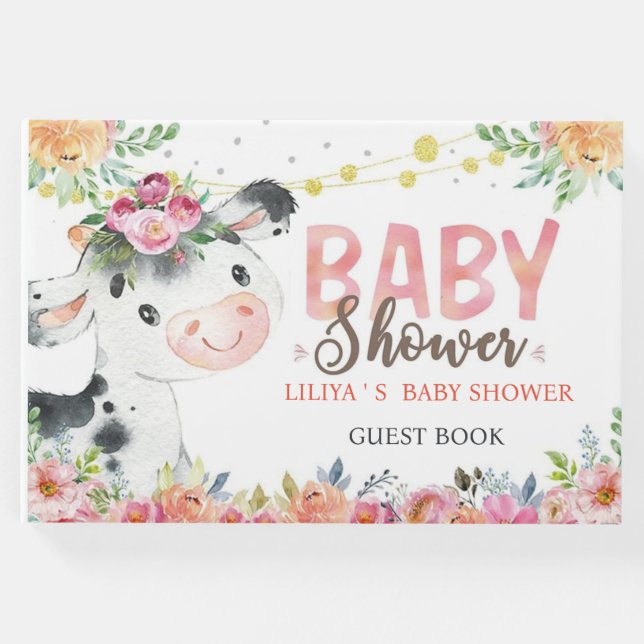 Kuh Farm Tiere Barnyard Baby Dusche Gästebuch (Vorderseite)