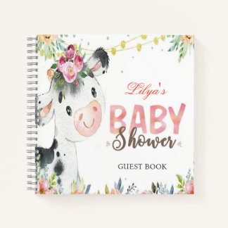Kuh Farm Tiere Barnyard Baby Dusche Gästebuch Notizbuch