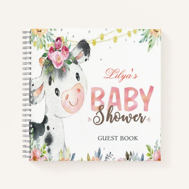 Kuh Farm Tiere Barnyard Baby Dusche Gästebuch Notizbuch (Vorderseite)