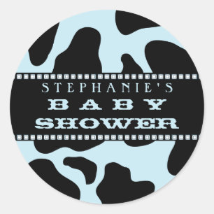 Kuh-Fell-Druck-blauer Cowboy-Babyparty-Aufkleber Runder Aufkleber