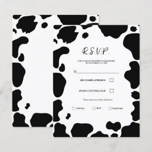 Kuh Flecken Druck Schwarz-Weiß Hochzeit RSVP Einladung